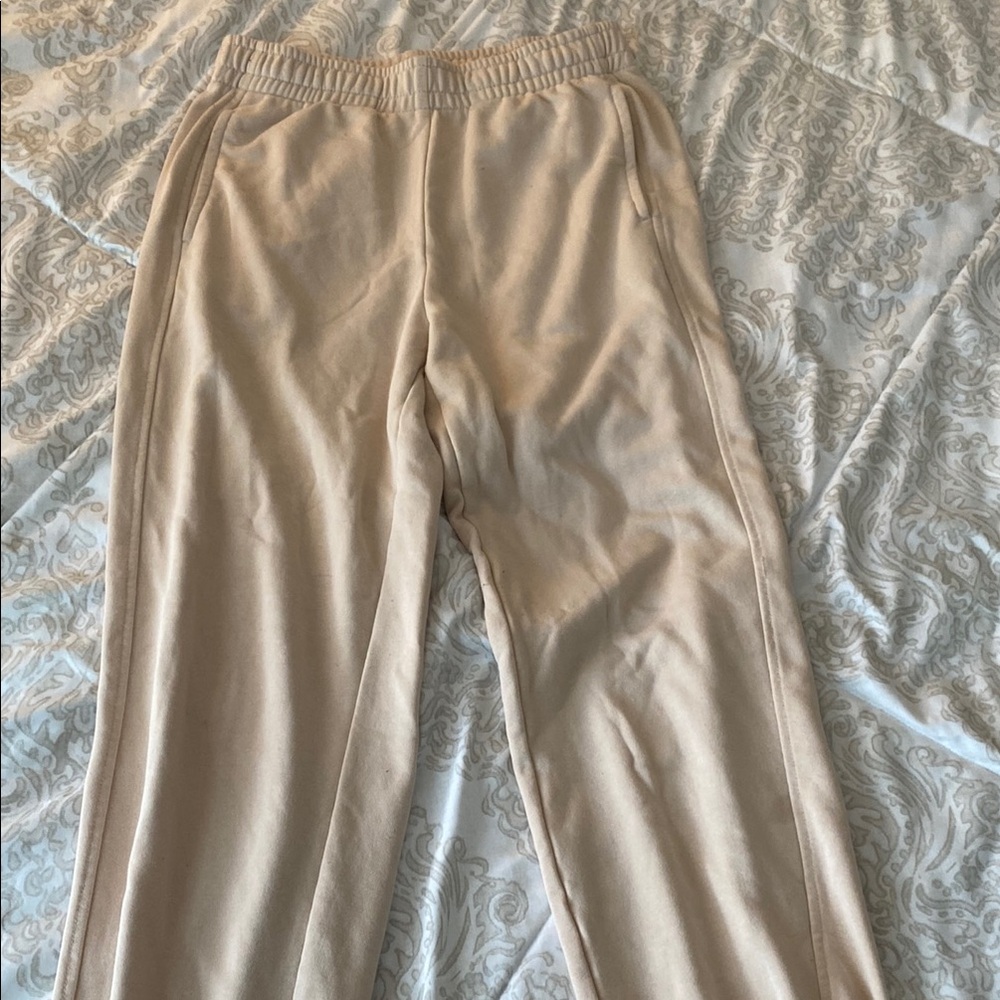 H&M Tan Sweatpants Relaxed Fit Elastic Waist